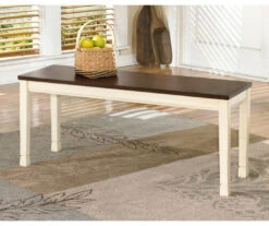 Whitesburg Cottage White & Brown Dining Room Bench -Furniture Sale Shop 810363197 3