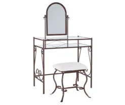 Heather Metal Adjustable Mirror Vanity Set With Stool -Furniture Sale Shop 810389409 A0 1