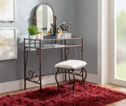 Heather Metal Adjustable Mirror Vanity Set With Stool -Furniture Sale Shop 810389409 A0 7