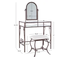 Heather Metal Adjustable Mirror Vanity Set With Stool -Furniture Sale Shop 810389409 D8 10