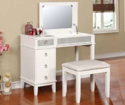 Piper White Mirror Vanity Set With Stool 8 Piper White Mirror Vanity Set With Stool -Furniture Sale Shop 810389501 3