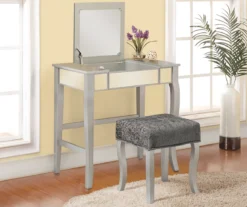 Betty Silver Mirror Vanity Set With Stool -Furniture Sale Shop 810389504 3