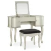 Kelly Silver Rounded Mirror Vanity Set With Stool 1 Kelly Silver Rounded Mirror Vanity Set With Stool -Furniture Sale Shop 810389505 1