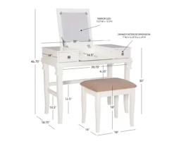 Martha Mirror Vanity Set With Stool -Furniture Sale Shop 810389524 A8