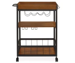 Luke Industrial Kitchen Cart With Wine Storage -Furniture Sale Shop 810389531 2