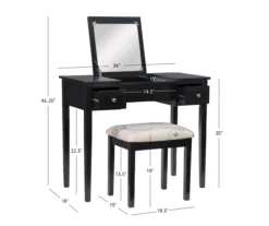 Black Butterfly Mirror Vanity Set With Stool -Furniture Sale Shop 810389539 A8