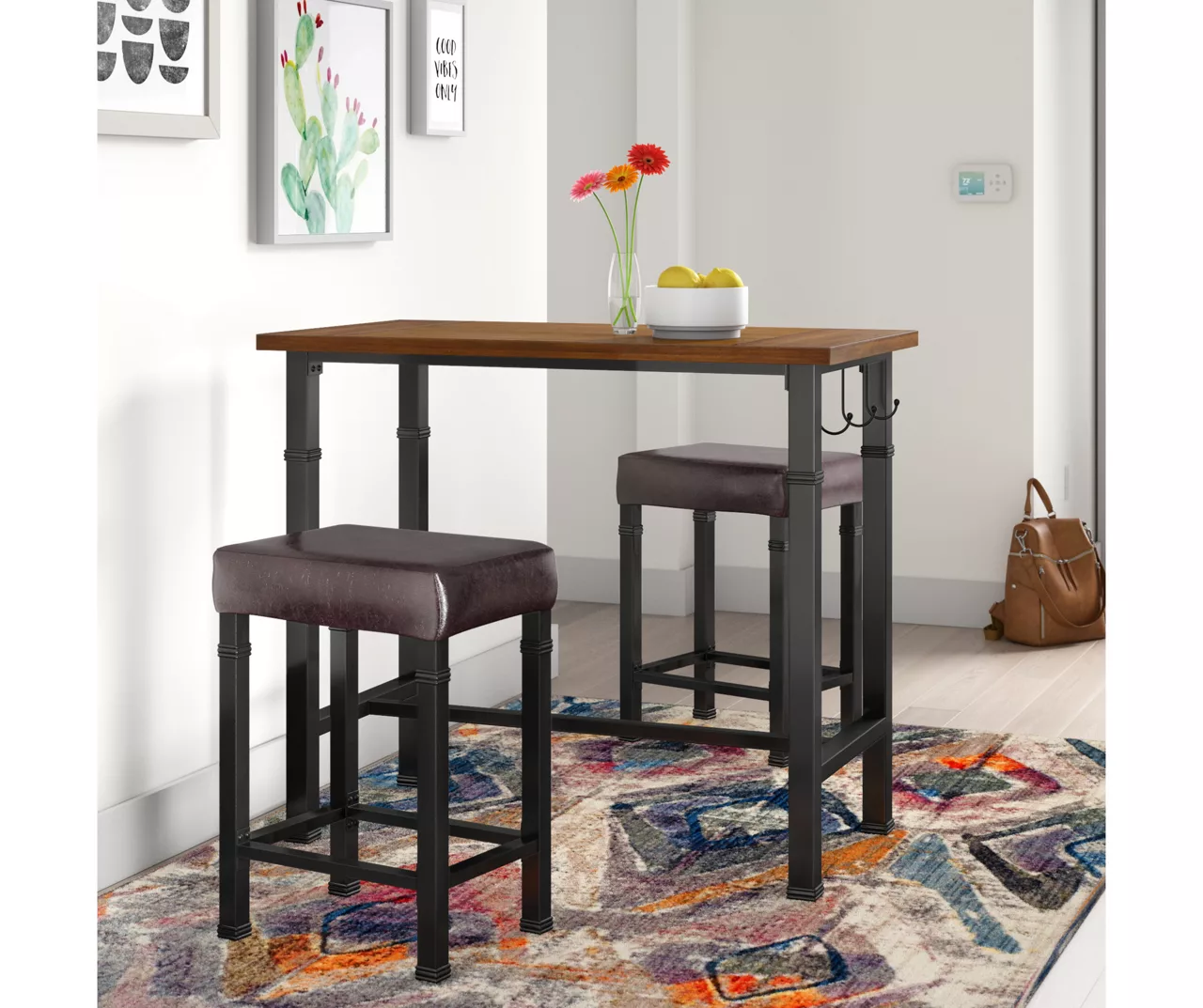Luke Industrial 3-Piece Pub Table Set With Hooks 14 Luke Industrial 3-Piece Pub Table Set With Hooks - Image 12