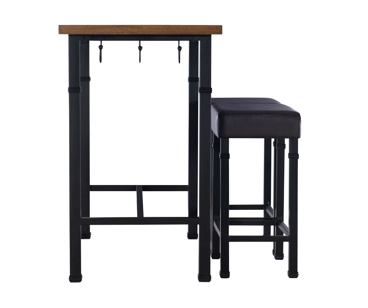 Luke Industrial 3-Piece Pub Table Set With Hooks 6 Luke Industrial 3-Piece Pub Table Set With Hooks - Image 4
