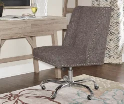 Charcoal Gray Square Back Office Chair With Nailhead Trim -Furniture Sale Shop 810389623 1