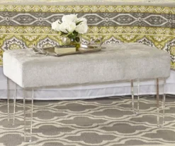 Marie Platinum Padded Glam Acrylic Bench -Furniture Sale Shop 810389624 1 1
