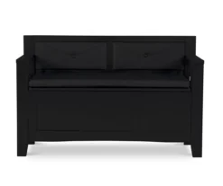 Black Padded Faux Leather Storage Bench -Furniture Sale Shop 810389638 A0 2