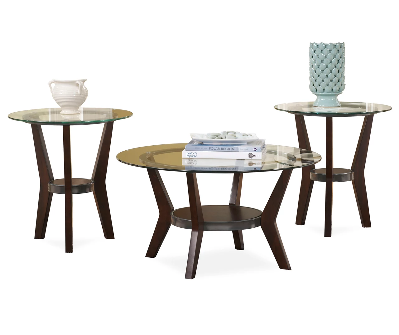 Fantell Dark Brown 3-Piece Occasional Table Set 3 Fantell Dark Brown 3-Piece Occasional Table Set