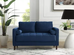 Lillith Navy Blue Mid-Century Loveseat -Furniture Sale Shop 810413629 5 1