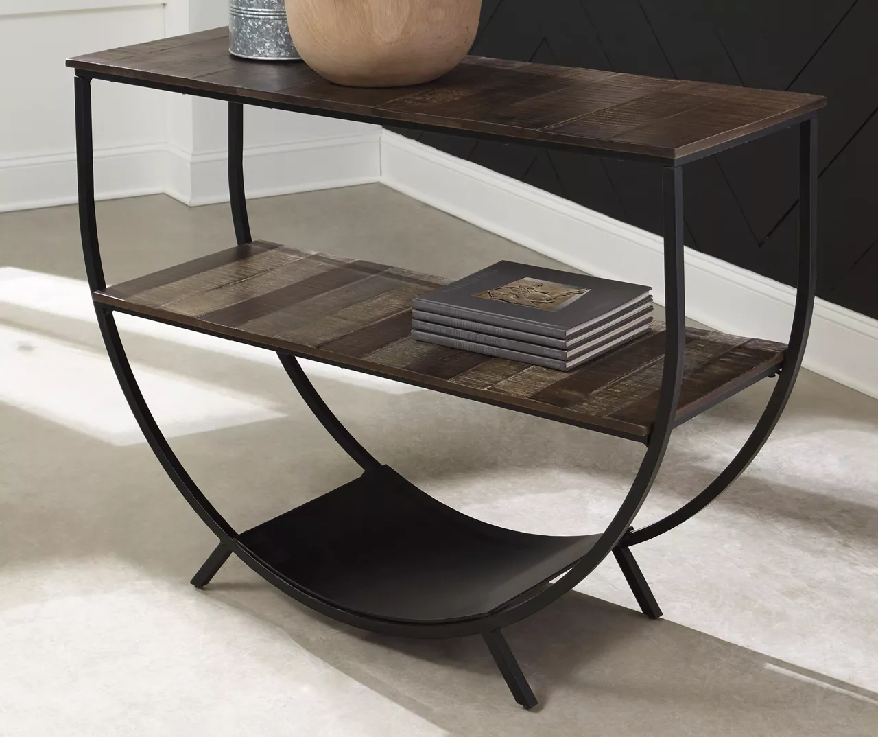 Lamoney Gray, White & Brown Slat Console Table 4 Lamoney Gray, White & Brown Slat Console Table - Image 2