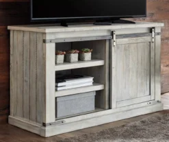 Carynhurst Whitewash Sliding Barn Door TV Stand -Furniture Sale Shop 810458282