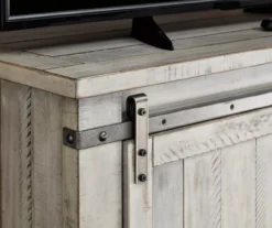 Carynhurst Whitewash Sliding Barn Door TV Stand -Furniture Sale Shop 810458282 3