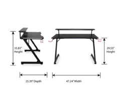 Black LED Gaming Desk With Riser -Furniture Sale Shop 810499569 10