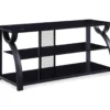 44" Black Glass & Metal TV Stand -Furniture Sale Shop 810502584 2
