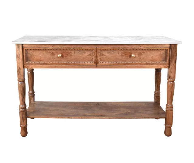 Marble & Mango Wood Console Table 6 Marble & Mango Wood Console Table - Image 4