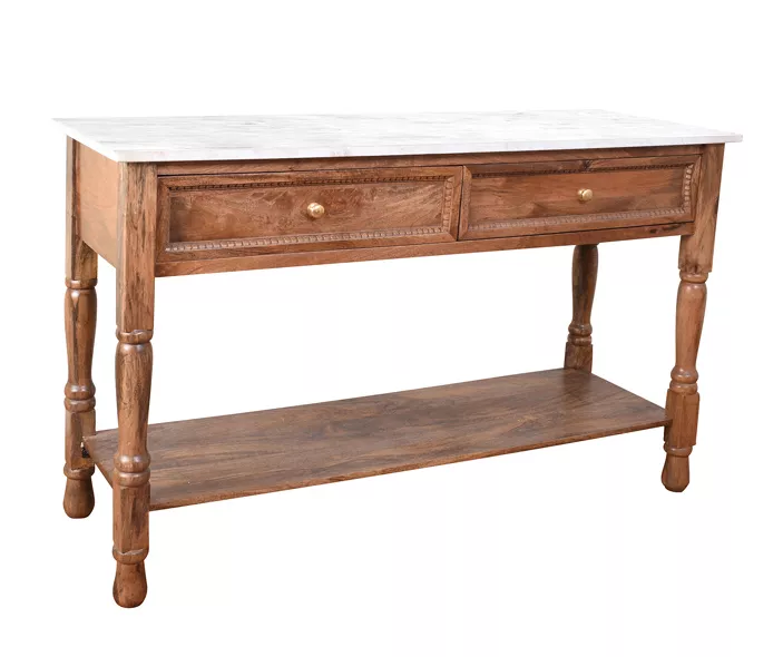 Marble & Mango Wood Console Table 4 Marble & Mango Wood Console Table - Image 2