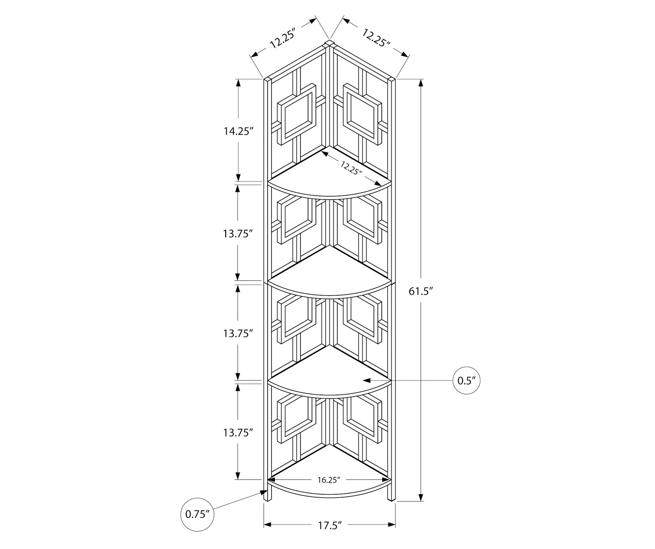 Espresso Square 4-Shelf Corner Bookcase 5 Espresso Square 4-Shelf Corner Bookcase - Image 3