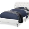 White Tufted Faux Leather Twin Upholstered Platform Bed -Furniture Sale Shop 810512926 2