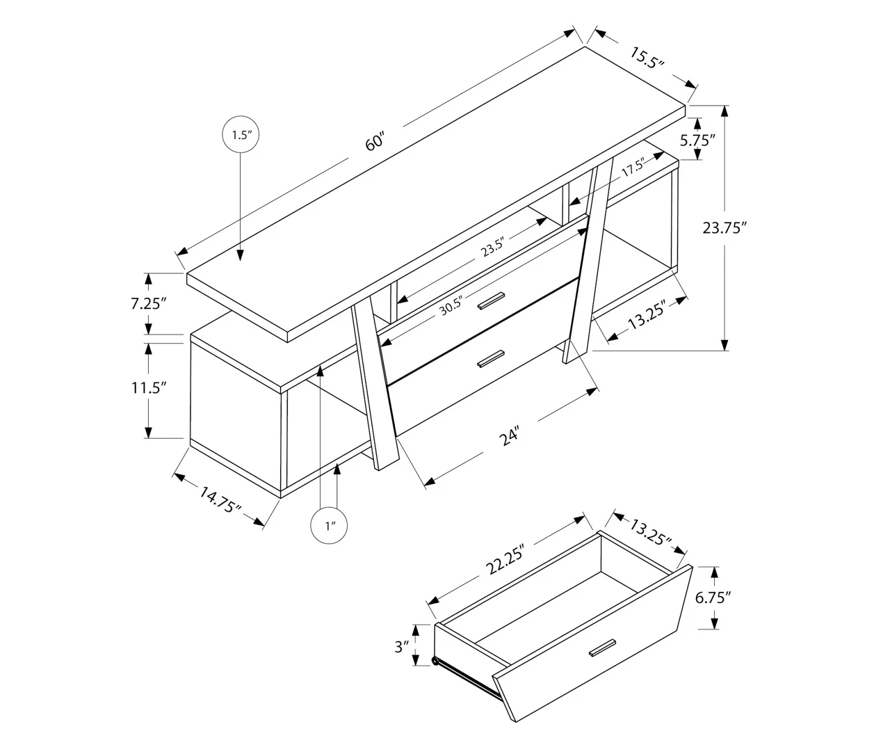 60" Espresso 2-Drawer TV Stand 7 60" Espresso 2-Drawer TV Stand - Image 5