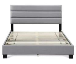 Gray Hudson Queen Upholstered Linen Fabric Bed -Furniture Sale Shop 810513495 10