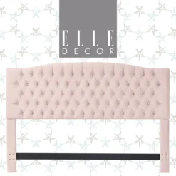 French Blush Pink Celeste Upholstered King Headboard -Furniture Sale Shop 810513528