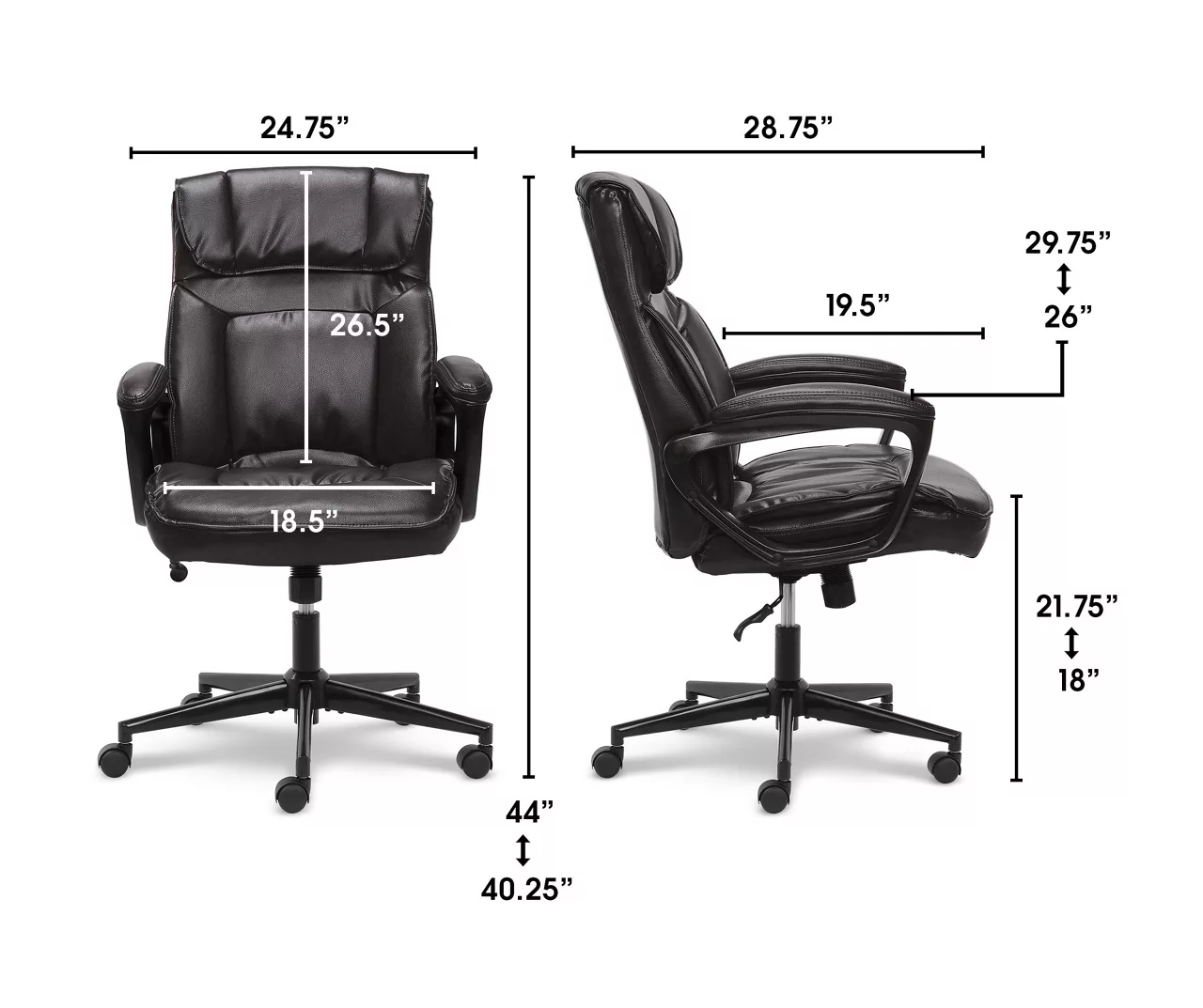 Hannah Black Bonded Leather Office Chair 22 Hannah Black Bonded Leather Office Chair - Image 20