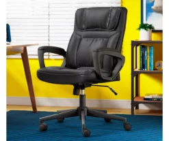 Hannah Black Bonded Leather Office Chair 24 Hannah Black Bonded Leather Office Chair -Furniture Sale Shop 810513552 A0 12