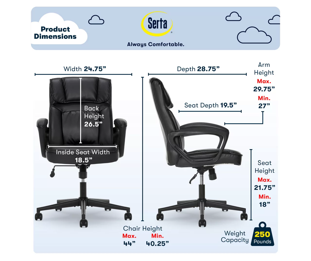 Hannah Black Bonded Leather Office Chair 14 Hannah Black Bonded Leather Office Chair - Image 12