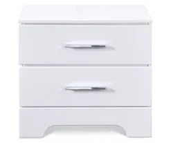 White Hudson 2-Drawer Wood Nightstand