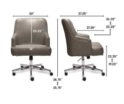 Leighton Gray Memory Foam Bonded Leather Office Chair -Furniture Sale Shop 810513560 3