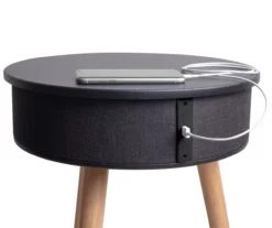 Black End Table With Bluetooth Speaker & USB Port 10 Black End Table With Bluetooth Speaker & USB Port -Furniture Sale Shop 810513609 2
