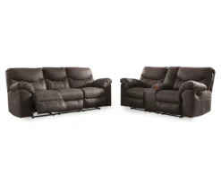 Boxberg Teak Faux Leather Reclining Sofa -Furniture Sale Shop 810519659 810519658