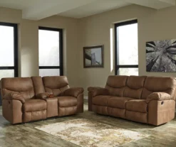Boxberg Bark Faux Leather Reclining Console Loveseat -Furniture Sale Shop 810519664 810519667