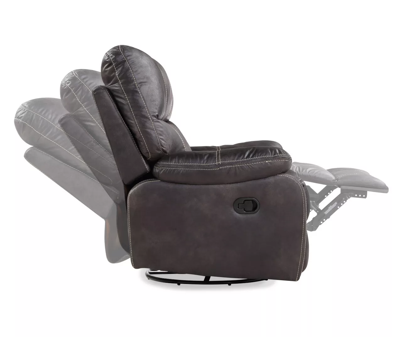 New Albany Dark Graphite Leather Look Micro Suede Swivel Reclining Glider 6 New Albany Dark Graphite Leather Look Micro Suede Swivel Reclining Glider - Image 4