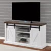 60" Dark Brown & White Barn Door TV Stand -Furniture Sale Shop 810523487 1