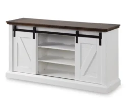 60" Dark Brown & White Barn Door TV Stand -Furniture Sale Shop 810523487 3