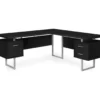 Black & Silver 3-Drawer L-Shaped Corner Desk 1 Black & Silver 3-Drawer L-Shaped Corner Desk -Furniture Sale Shop 810527323 2