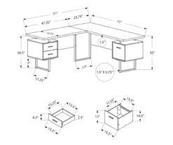Black & Silver 3-Drawer L-Shaped Corner Desk -Furniture Sale Shop 810527323 5