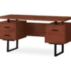 60" Cherry Woodgrain & Black Floating Desk -Furniture Sale Shop 810527325 2