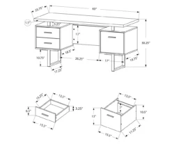 60" Cherry Woodgrain & Black Floating Desk -Furniture Sale Shop 810527325 5