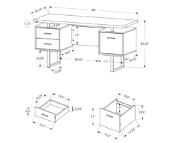 60" Concrete Gray & Black Floating Desk -Furniture Sale Shop 810527329 5