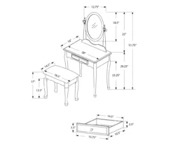 Antique White 2-Piece Mirror Vanity Set -Furniture Sale Shop 810527351 6