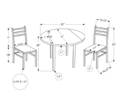 Dark Taupe & Black Metal 3-Piece Dining Set -Furniture Sale Shop 810527363 5