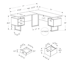 Taupe & Black 3-Drawer L-Shaped Corner Desk -Furniture Sale Shop 810527372 5