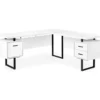 White & Black 3-Drawer L-Shaped Corner Desk 2 White & Black 3-Drawer L-Shaped Corner Desk -Furniture Sale Shop 810527374 2