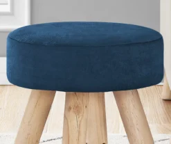 Blue Velvet Upholstered Wooden Ottoman -Furniture Sale Shop 810533421 4